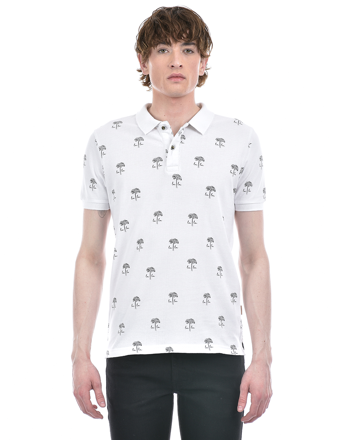 Numero Uno Men Geometric Print White T-Shirt